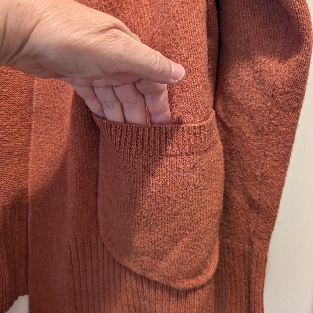 A New Day Women's Burnt Orange Cotton Blend Open Front Cardigan Size Medium - Picture 4 of 13